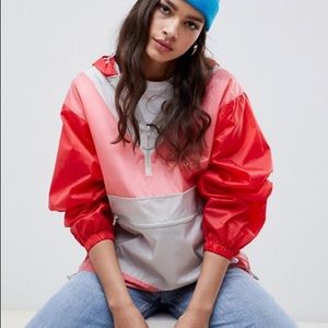 ASOS pink and red color block windbreaker